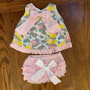 RuffleButts Lemon and Pink outfit